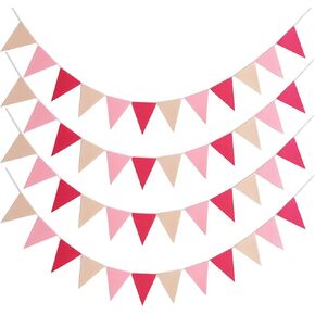 4 Strings 48PCS Rainbow Pennant Banner Flags- Colorful Triangle Felt Banner Kit with 8.2ft Ribbon-Vibrant Party Decorations for Weddings/Birthdays/Christmas/Festive Events(Rainbow Colors)
