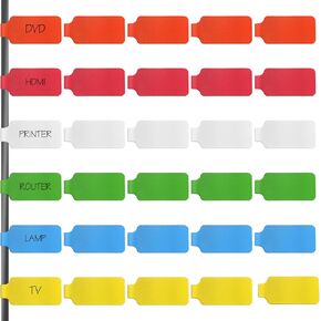 30 Pcs Cable Labels Tags Reusable Cable Cord Wire Labels Multicolored Handwriting Cables Tag for Computers Cables Organizing Wires Identification Management Large Colorful Nylon Portable