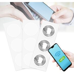 NFC Tags Stickers - 20pcs Programmable Blank NFC 215 Coin Card with 540 Bytes Memory Compatible with NFC-Enabled Smartphones and Devices