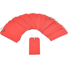 100 Red Tags with String Size 5 Measurements 4 3/4 inch x 2 3/8 inch