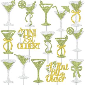 24Pcs Glitter Martini Party Cupcake Toppers Martini Cocktail Cups Theme Cake Cupcake Toppers for Margarita Party Decorations Bachelorette Party Supplies