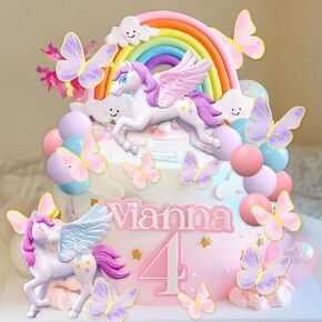 Pony Unicorn Cake Decoration Pony Birthday Decoration Rainbow Cake Topper Unicorn Party Favors Rainbow Birthday Decoration for Girl