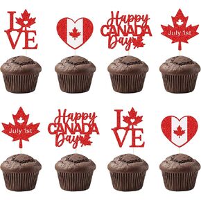 Happy Canada Day Cupcake Toppers, 1st of July Canada Day Decorations, Canada Independence Day Party Decorations, 24Pcs