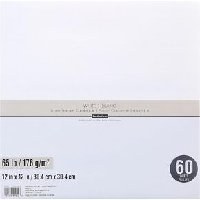 60 Sheets White 12" x 12" Linen Texture Cardstock Paper by Recollections - Acid and Lignin Free Paper for Scrapbooks, Arts & Crafts - 1 Pack