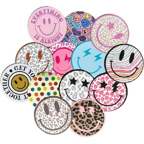 Lashicorn Smiley Face Freshie Cardstock Cutouts Rounds 2.5" inch | 12 pk Mixed, Scented Aroma Beads Bake with Mold for Car Freshie Designs, Smile with Cowboy Hat Trendy
