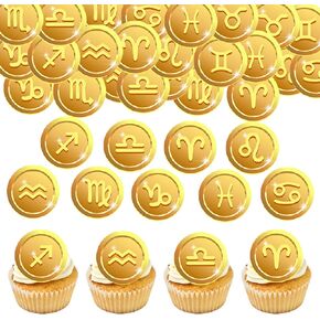 48 Pcs Eedible Zodiac Sign Cupcake Toppers Constellation Theme Cake Decoration Astrology Themed Birthday Wedding Baby Shower Cakes