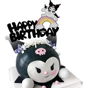 Cute Cake Decorations, Cake Topper, Cartoon Birthday Party Decorations (Black)