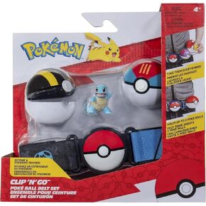 Pokémon Clip 'N' Go Belt Set - Includes Themed Belt and 2-Inch Squirtle Battle Figure with Ultra Ball and Lure Ball Accessories