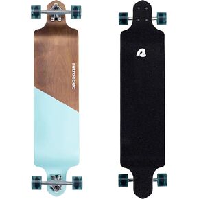 Retrospec Tidal Drop Down Longboard - 41" Extra Wide Stable Deck, 9-Ply Canadian Maple, ABEC-9 Bearings, 85A PU Wheels, Reverse Kingpin Trucks for Cruising & Downhill