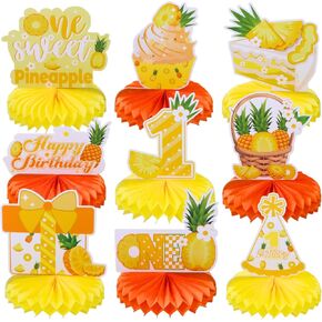 9pcs Peach One Birthday Honeycomb Centerpieces First Birthday Party Table Decorations Sweet ONE Peach Tabletop Centerpieces Baby Shower First Birthday Table Topper Sign Decorations