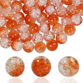 100Pcs Crackle Glass Beads 10mm Crystal Beads for Jewelry Making Round Spacer Beads Crafts Beads Bulk Beads for Necklace Bracelet Earrings DIY Jewelry Decoration (Red Black)