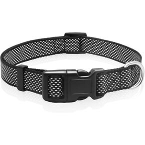 Dog Collar Reflective, Durable Nylon Adjustable Collar with Quick-Release Buckle for Small, Medium & Large Dogs, 360° Visibility, Soft & Comfortable (Black, Size M)