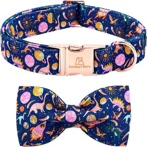 Lionheart glory Dog Bow Collar Ducky Pattern Cute Boy Collars for Large Dogs,Soft Duty Adjustable Dog Collar with Bowtie Spring Summer Puppy Collars Bows Pet Gift