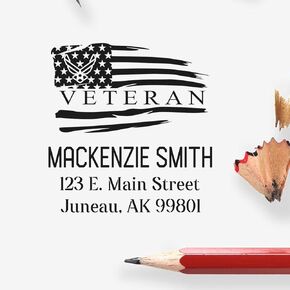 Eagle Globe Anchor Custom Address Rubber Stamp - ختم محول 3 خطوط مخصصة للبريد - مثالي للمحاربين القدامى وأعضاء الخدمة الفخور - ختم عنوان مخصص فريد