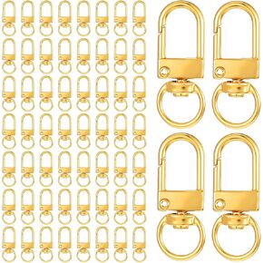 60 Pcs Lobster Claw Clasps for Keychains, Gold Swivel Snap Hooks Metal Lobster Clasp Keychain Swivel Lanyards Snap Hooks for Jewelry Making Purse Bags Keychain Clasp Connector Art Crafts