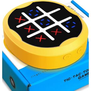 4 in 1 Electronic Tic Tac Toe Game,Handheld Game Console,Electronic Board Games for Educational and Memory Growth,Portable Travel Games for Car Ride (Yellow)