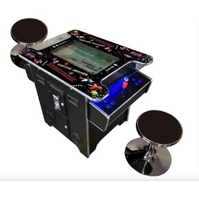 Full Size Commercial Grade Cocktail Arcade Machine 2 Player Retro 412 Games 22" LCD Screen Tempered Glass 2 Stools Included 5 Year Warranty Black