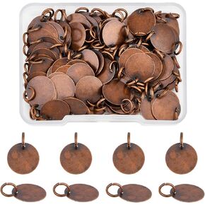 SUPERFINDINGS 100Pcs Brass Stamping Blank Tag Charms 12mm Flat Round Metal Stamps Tags Pendants for Bracelet Necklace Jewelry Making