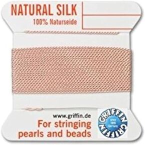 natural silk thread for stringing pearls and beads Size #5 Light Pink