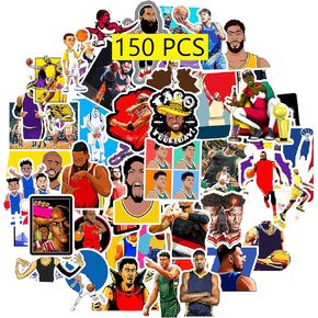 Basketball Star Sports Stickers（150 Pcs）. Basketball Vinyl Decals Gifts Merch Party Supplies for Water Bottle Skateboard Luggage Scrapbook Kids Teens Adult