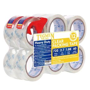 Heavy Duty Clear Packing Tape with Dispenser Combo for Shipping, Moving & Storage,Thicker Clear Packing Tape, 1.88 inches Wide, 60 Yards Per Roll, 6 Pack 360 Total Yards