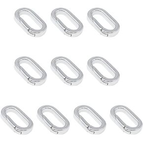 Necklace Clasps, Oval Spring Ring Clasp, Key Clasps Connector, Jewelry DIY Craft Making (Silver, Medium)