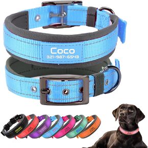 Personalized Dog Collars with Pet Name and Phone Number,Soft Neoprene Padded,Thick Strong Dog Collar,Adjustable Reflective Nylon Collar for Small Medium and Large Dogs,Purple