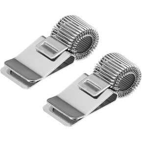 PATIKIL 2Pcs Metal Pen Clip Holder, Adjustable Loop Pen Pencil Organizer with Single Spring Loop for Notebook, Clipboard, Gold Tone