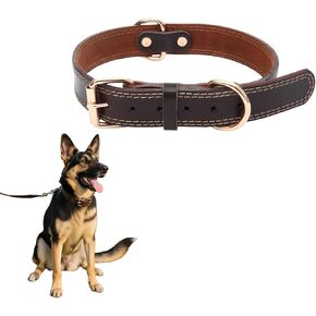 Genuine Leather Dog Collar – Adjustable, Durable & Stylish, Heavy-Duty for Leash Attachment (Brown, S,18" (Neck Fits 12"-15"))