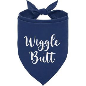 Wiggle Butt Funny Dog Bandana, Dark Blue Dog Bandana, Perfect Birthday for Dogs Lovers, Pet Triangle Scarf for Small Medium Large Dogs Cats