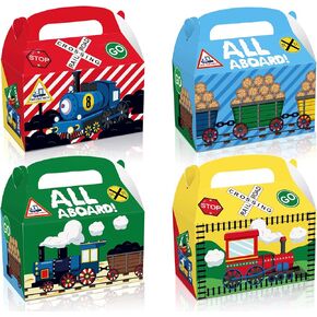 Partystadl Train Party Favor Boxes, Set of 24, with Lids for Kids and Adults Birthday Celebrations