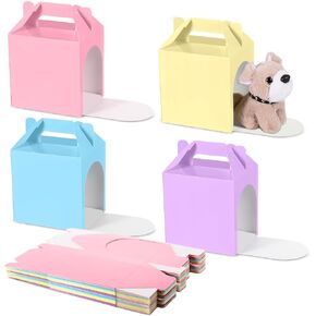 Patelai 36 Pcs Dog Party Favors Boxes 4.7x3.9x4.7 Inch Stuffed Animal House Shaped Boxes with Hole Foldable Colorful Puppy Print Decoration Gift Case for Adoption a Pet Party Favor Supply Decor