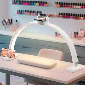 TONYFUL Half Moon Light for Nail Desk, 45W Nail Tech Light with Phone Holder, Foldable Arch Lamp with Stepless Dimming & Color Temperature, Led Desk lamp for Nail, Tattoos, Eyebrows, Beauty