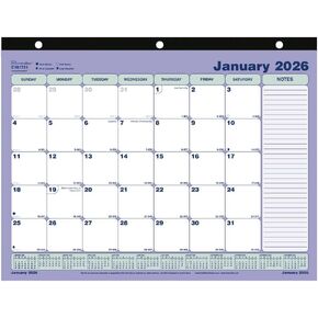 Brownline® 2026 Monthly Desk Pad Calendar, 12 Months, January to December, Three-Hole Punched, 11" x 8.5" (C181721-26)