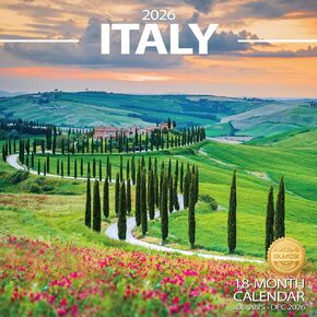 Wall Calendar 2025-2026 Planner Calendar - Italy Hangable Monthly Wall Calendar with Large Blocks for Organizing & Planning, Academic Schedule, Home, Office & family, Thick & Sturdy Paper (12"x24" Open)