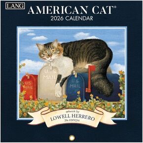 Lang Companies, American Cat 2026 Mini Wall Calendar, 8'' X 15.8'', 12-Month Calendar with Stapled Binding