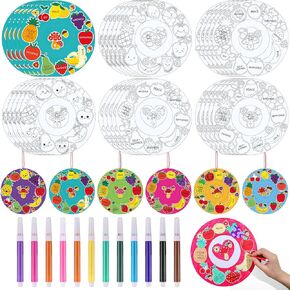 30 Set Fruit of The Spirit Crafts for Kids Religious DIY Coloring Wreath Ornament Christian Color Your Own Fruit of The Spirit Craft Kit for Home Classroom Bible VBS Sunday School Activity