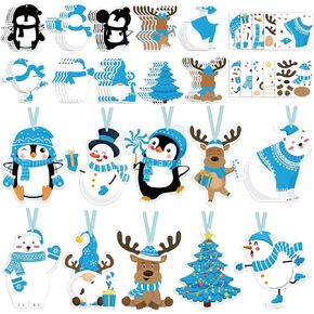 Dianelhall 50 Pcs Winter Craft Kits for Kids Penguin Arts and Crafts DIY Snowman Sticker Ornament Make Your Own Winter Craft Projects for Winter Holiday Christmas Tree Home Classroom Holiday Party