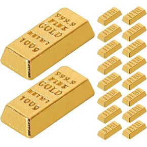 LOGOFUN 100PCS Miniature Gold Bricks Mini Simulation Golden Bar Model Tiny Metal Brick Blocks for DIY Crafts Dollhouse Home Accessories