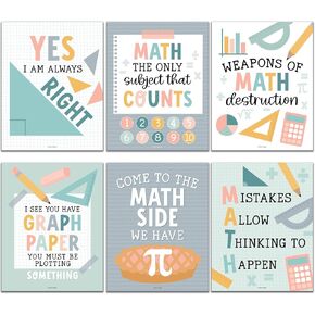 6 Boho Math Posters For Elementary School - Middle School Math Posters For Middle School, Math Posters For High School, Math Classroom Must Haves, Math Classroom Decor, Math Bulletin Board Sets
