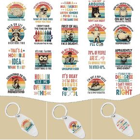 Sarcastic UV DTF Wrap Stickers - 80 Sheets Vintage Funny UVDTF Decals for Motel Keychain, Humorous Cold Rub on Transfer Stickers, DIY Hotel Keychain Blank Personalized Crafts