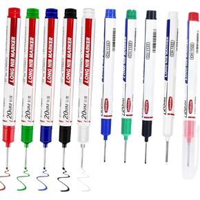 10 Pcs Long Head Deep Hole Marker - Quick Dry Waterproof Fine Tip Marker Pens, 2025 New Multi-purpose Deep Hole Marker Pens, for Office Supplies, Art Projects, Woodworking