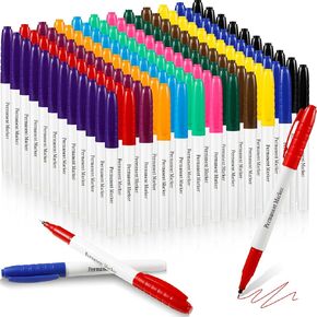 Crtiin 120 Pcs Ultra Fine Permanent Marker Bulk Ultra Fine Point Permanents Marker Set Fine Tip Pens Fine Point Marker Pens Works on Plastic, Wood, Stone, Metal and Glass(Multicolor)