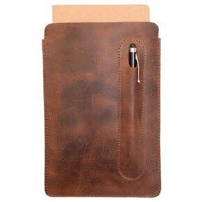 Hide & Drink, Leather Notebook Sleeve & Pen Holder (5 x 8.25 in.) (Notebook NOT Included) / Journal Cover/Diary Case, Handmade Includes 101 Year Warranty :: Bourbon Brown