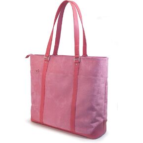 Mobile Edge Laptop Tote Shoulder Bag, for 16" PC and Compatible with MacBook 17", Pink Faux-Suede, METXK4