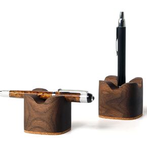Wood Pen Tray, Wooden Pen Holder, Minimalist Pen Rest, Wooden Desk Organizer Tray (WALNUT)