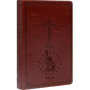 Personalized Vintage Bible with USA Flag, Patriotic Designs and Name Engraved Cover, KJV, King James Version, Red Letter Edition, Large Comfort Print, Faux Leather, Black