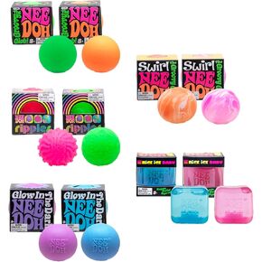 NeeDoh Teenie 10-Pack - 5 Styles of Teenie Squishies- Nice Ice Baby, Original, Swirl, Ripples, Glow - Ages 3 and Up - 10 Teenies Per Pack