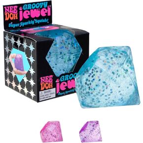 Schylling NeeDoh Groovy Jewel - Sensory Toy - Satisfying Super Sparkly Liquid Filling - Ages 3 and Up - Color May Vary; One Per Pack