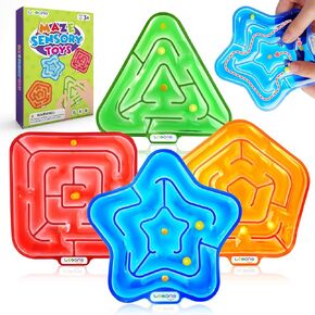 LESONG Sensory Fidget Toys for Kids: Gel-Filled Squishy Fidget Maze - Calming Sensory Toys for Autism ADHD Classroom Travel - Prizes for Boys Girls (4 Pack)